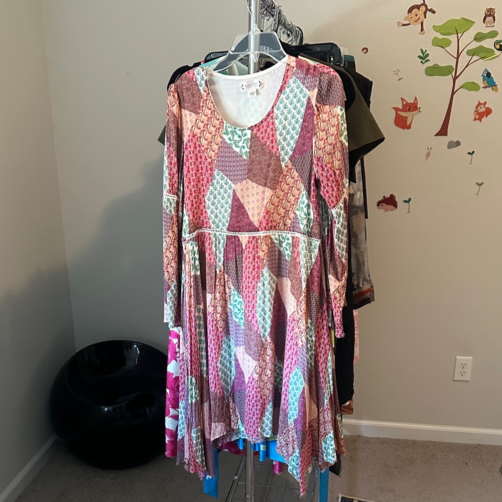 Nanette Lepore Rust Multi Patchwork Long Sleeve M… - image 4